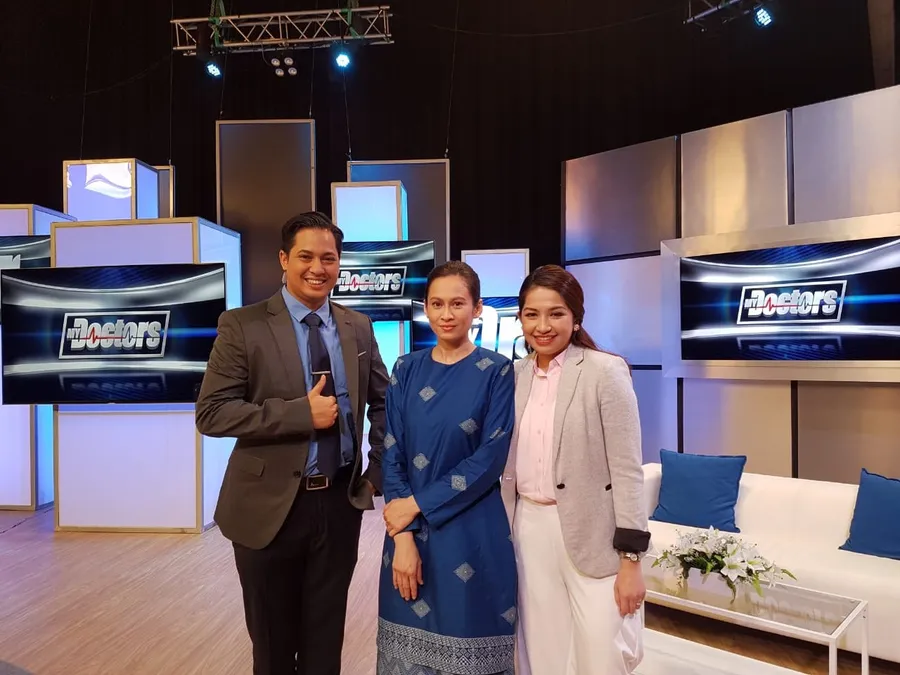 Dr Kartini on the set of a television health programme
