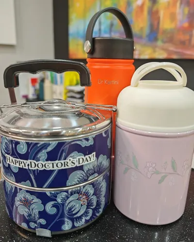Dr Kartini's reusable metal food container and drink bottle